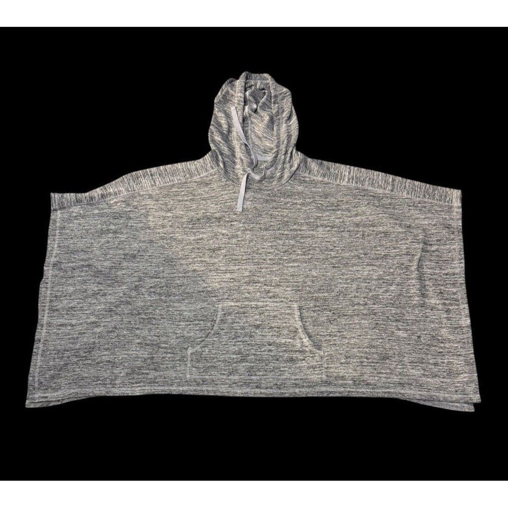 Xersion Medium Tall MT Gray Heather Hoodie Poncho Pullover Athleisure Cowl Neck - Picture 3 of 8